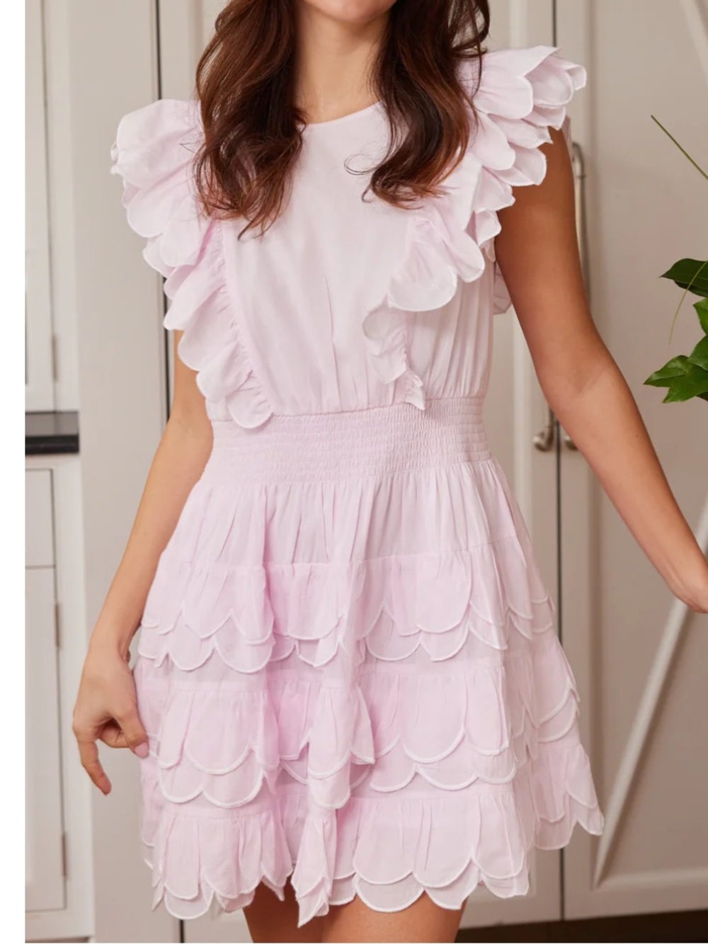 Sail to Sable Pale Pink Ruffle Tiered Mini Dress